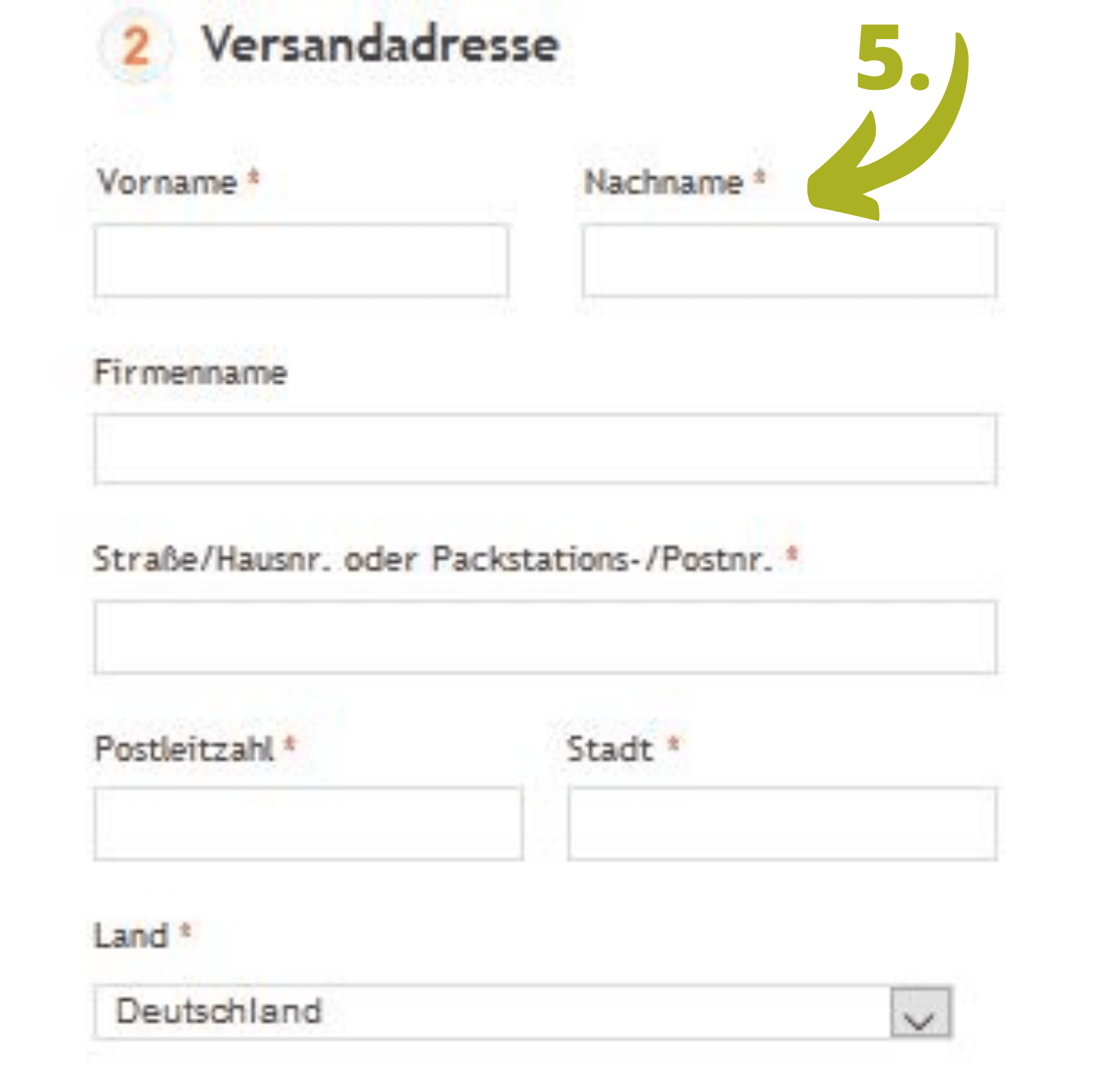 Versandadresse eingeben