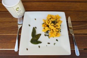 Vegetarische Kürbisspätzle mit Kürbiskernen